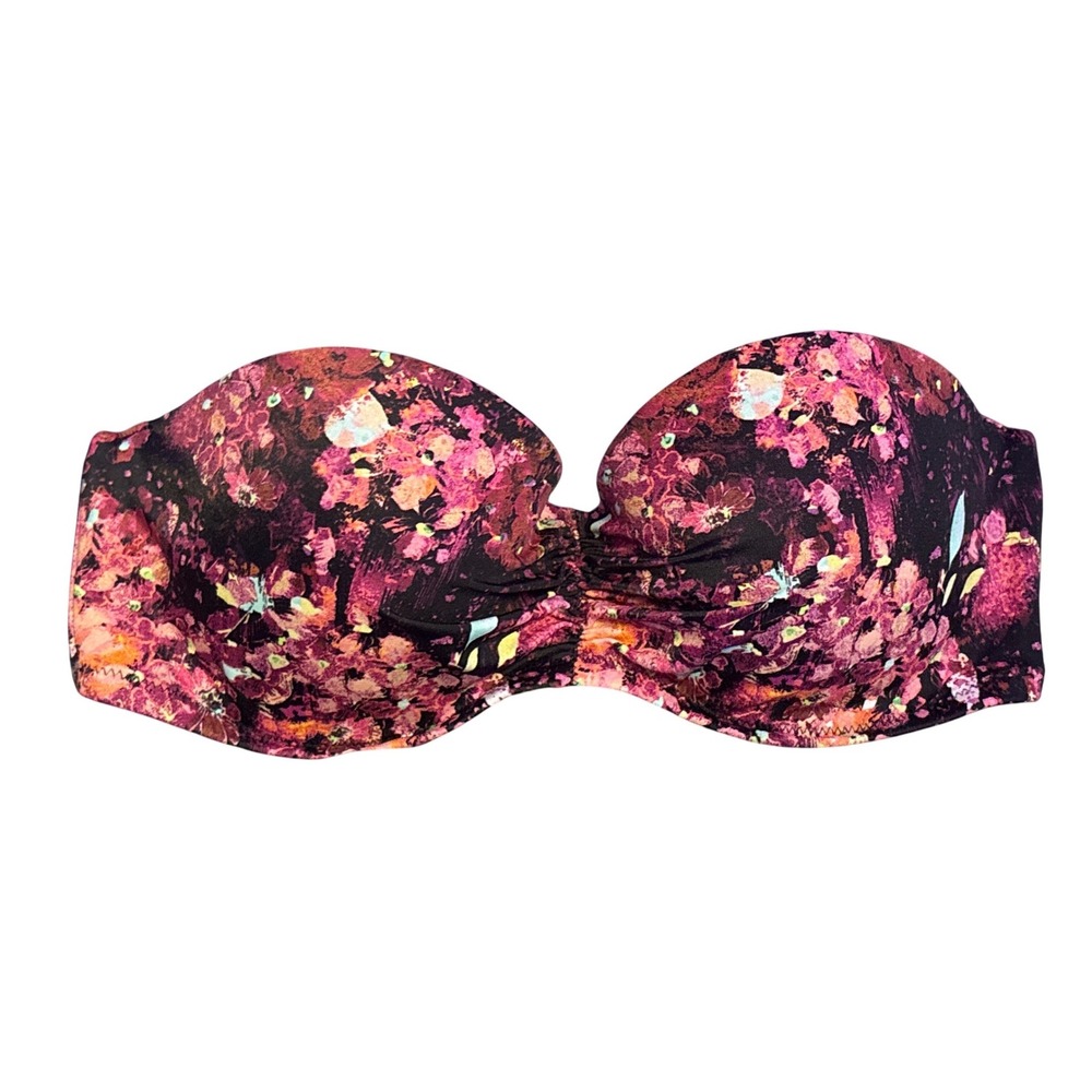 Victoria's Secret Floral Strapless Push Up Underwire Bikini Swim Top 34C